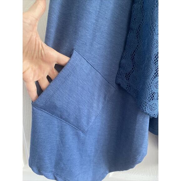 Live and Let Live Blue Open Cardigan Lace Cottage Feminine XL NEW‎ - Picture 2 of 5